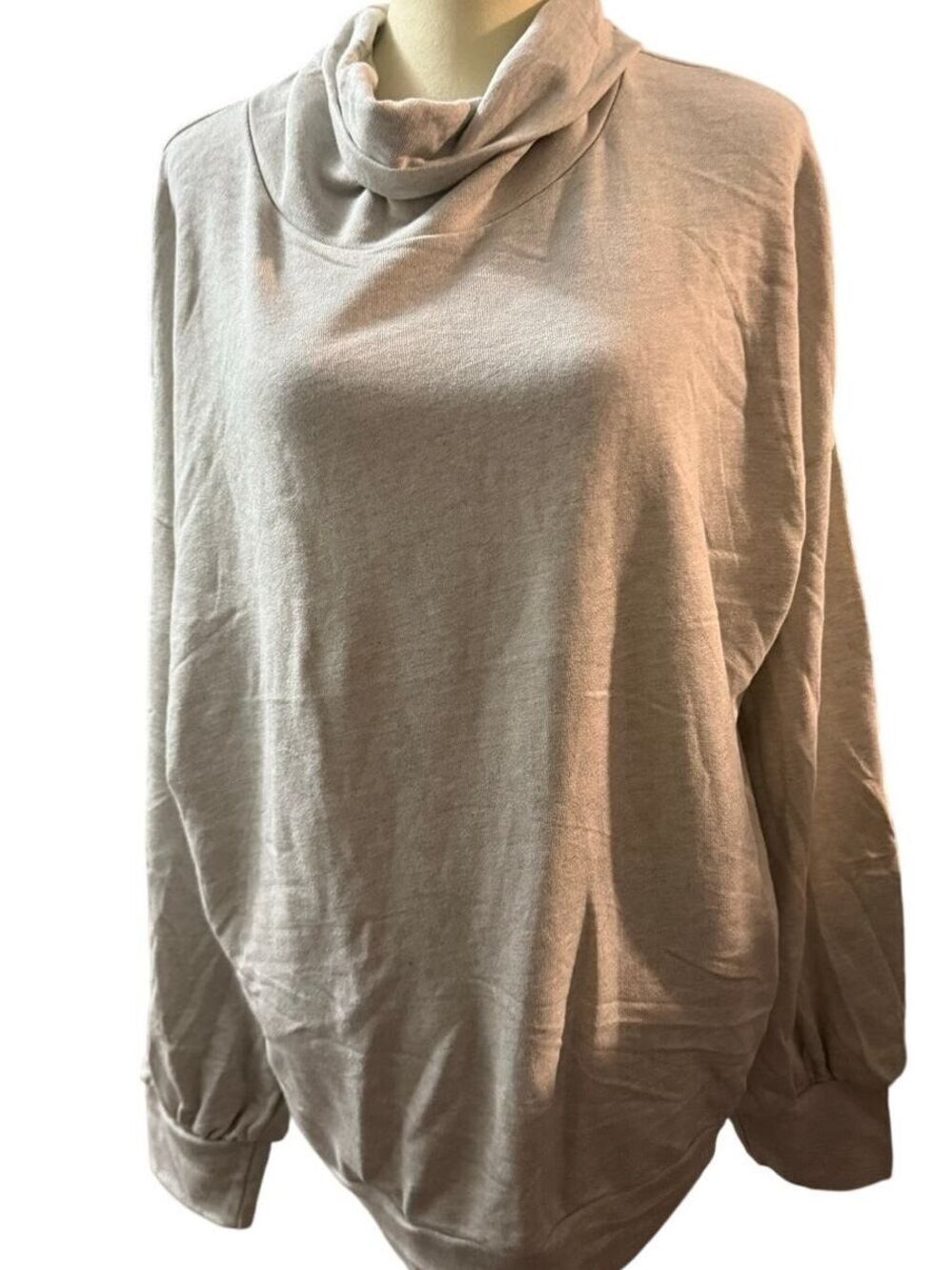 GoodhYOUman Oversized Cowl Neck Sweatshirt, Soft Gray, Size XL
